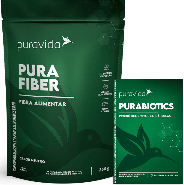 Imagem do conjunto de produtos Pura Fiber e Purabiotics